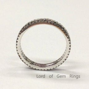 Stackable Pave-Set Black and White Diamond Wedding Ring Set Eternity Band - Lord of Gem Rings