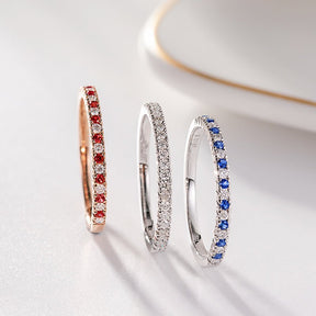 Stackable Rings Alternate Ruby Sapphire Diamond Birthstone Band 18k Gold - Lord of Gem Rings