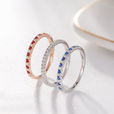 Stackable Rings Alternate Ruby Sapphire Diamond Birthstone Band 18k Gold - Lord of Gem Rings