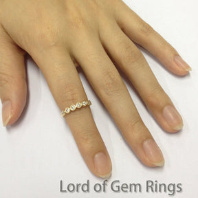 Stakable Diamond Half Eternity Ring Milgrain 14K Gold - Lord of Gem Rings