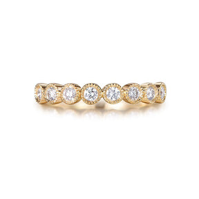 Stakable Diamond Half Eternity Ring Milgrain 14K Gold - Lord of Gem Rings