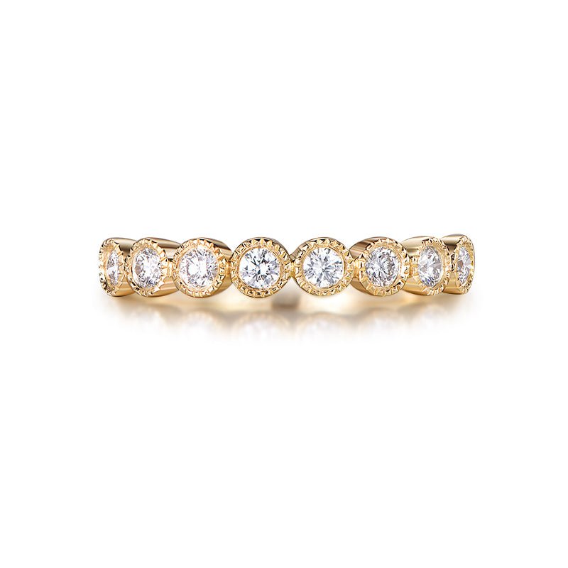 Stakable Diamond Half Eternity Ring Milgrain 14K Gold - Lord of Gem Rings