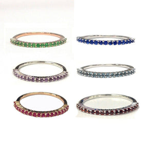 Thin Design Shared Prongs Purple Amethyst February Birthstone Band - Lord of Gem Rings