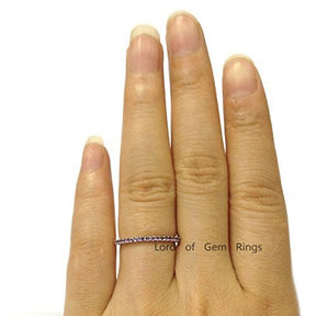 Thin Design Shared Prongs Purple Amethyst February Birthstone Band - Lord of Gem Rings