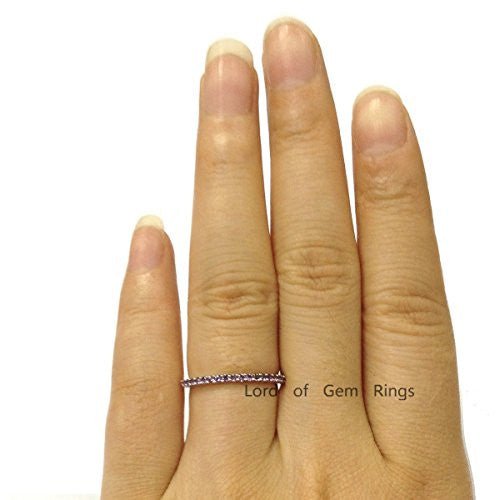 Thin Design Shared Prongs Purple Amethyst February Birthstone Band - Lord of Gem Rings