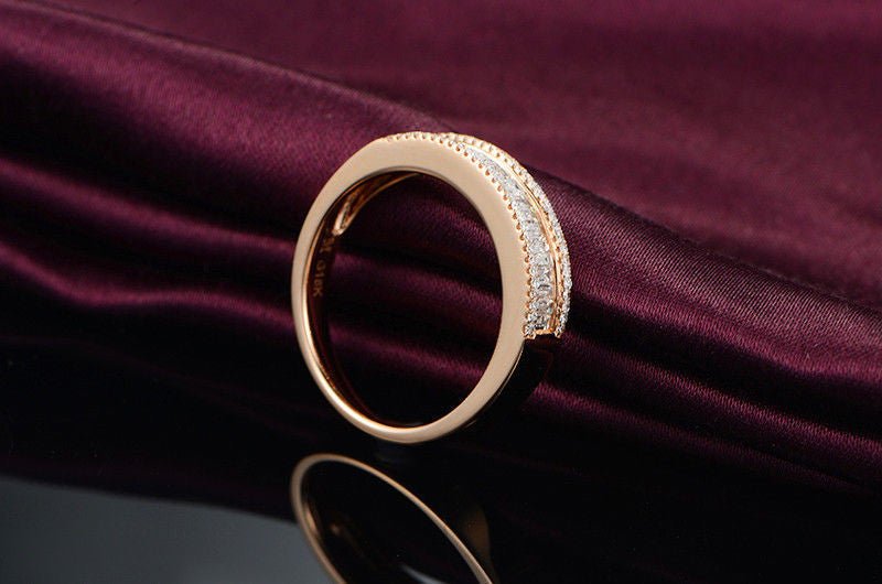 Three Row Baguette Diamond Half Eternity Anniversary Ring 18K Gold, 0.5ct - Lord of Gem Rings