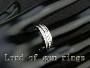 Three-Row Channel Set Brilliant Diamond Wedding Band 14K White Gold - Lord of Gem Rings