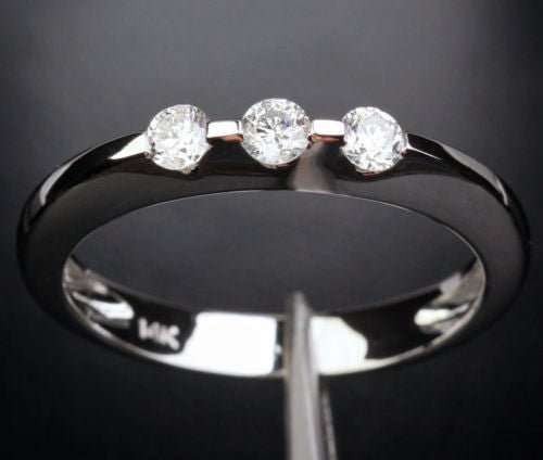 Three-Stone Channel Set Diamond Wedding Band 14K White Gold