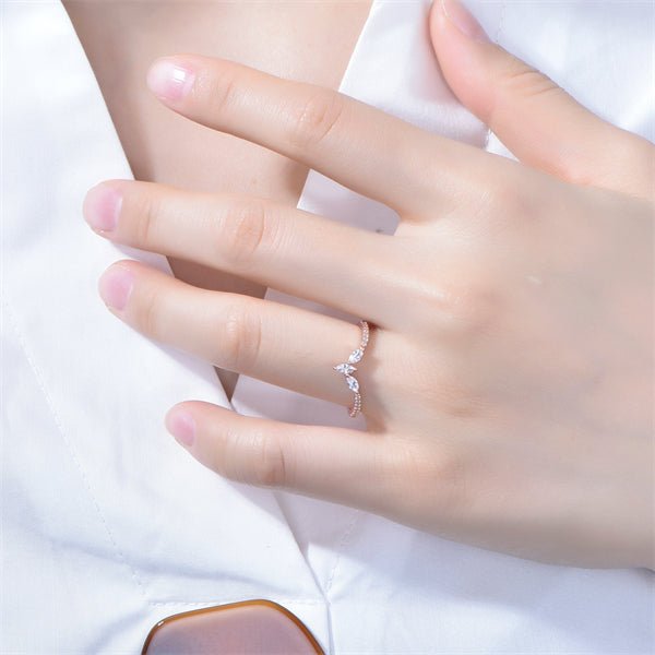 Three-Stone Marquise Diamond Tiara Wedding Ring 14K Rose Gold - Lord of Gem Rings