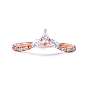Three-Stone Marquise Diamond Tiara Wedding Ring 14K Rose Gold - Lord of Gem Rings