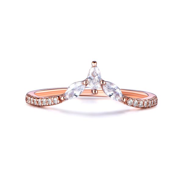 Three-Stone Marquise Diamond Tiara Wedding Ring 14K Rose Gold - Lord of Gem Rings