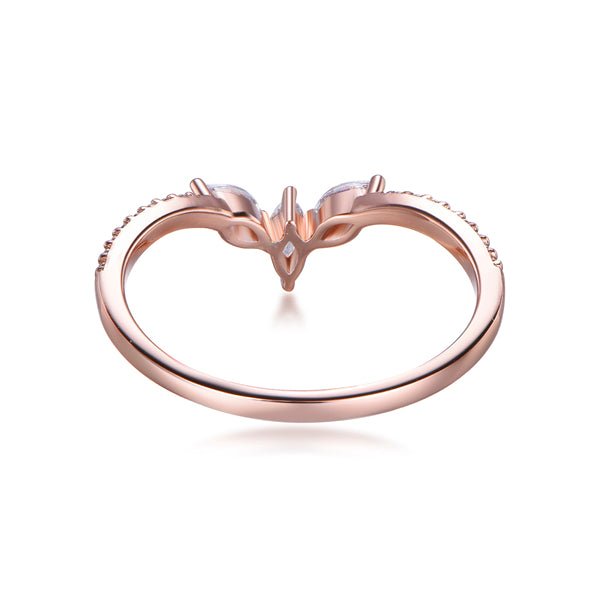 Three-Stone Marquise Diamond Tiara Wedding Ring 14K Rose Gold - Lord of Gem Rings