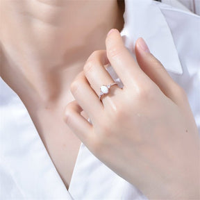 Three-Stone Milgrain Oval Africa Opal Trillion Moissanite Accent Ring - Lord of Gem Rings