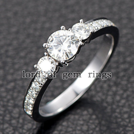 Three Stones Round Moissanite Engagement Ring