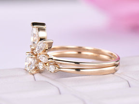 Tiara Round Moissanite Engagement Ring Bridal Set - Lord of Gem Rings