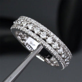 Triple Row Diamond Eternity Anniversary Ring 14k White Gold - Lord of Gem Rings