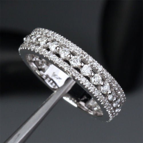Triple Row Diamond Eternity Anniversary Ring 14k White Gold - Lord of Gem Rings