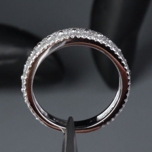 Triple Row Diamond Eternity Anniversary Ring 14k White Gold - Lord of Gem Rings