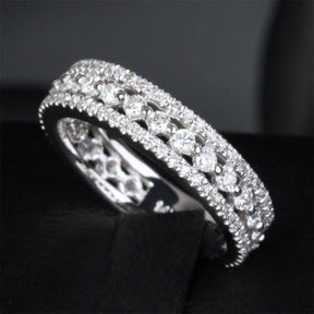 Triple Row Diamond Eternity Anniversary Ring 14k White Gold - Lord of Gem Rings
