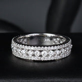 Triple Row Diamond Eternity Anniversary Ring 14k White Gold - Lord of Gem Rings