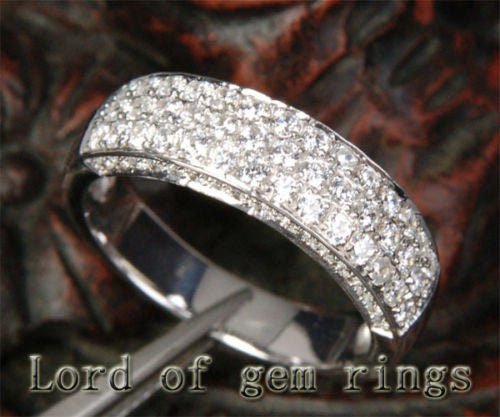 Triple Row Diamond Gorgeous Half Eternity Wedding Band (1.21ctw) - Lord of Gem Rings