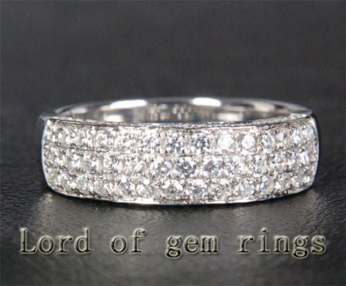Triple Row Diamond Gorgeous Half Eternity Wedding Band (1.21ctw) - Lord of Gem Rings