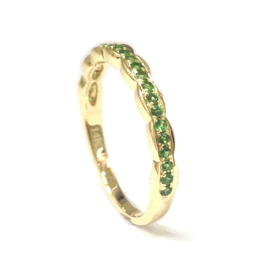 Tsavorite(Garnet) Scalloped Edge Half Eternity January Birthstone Band