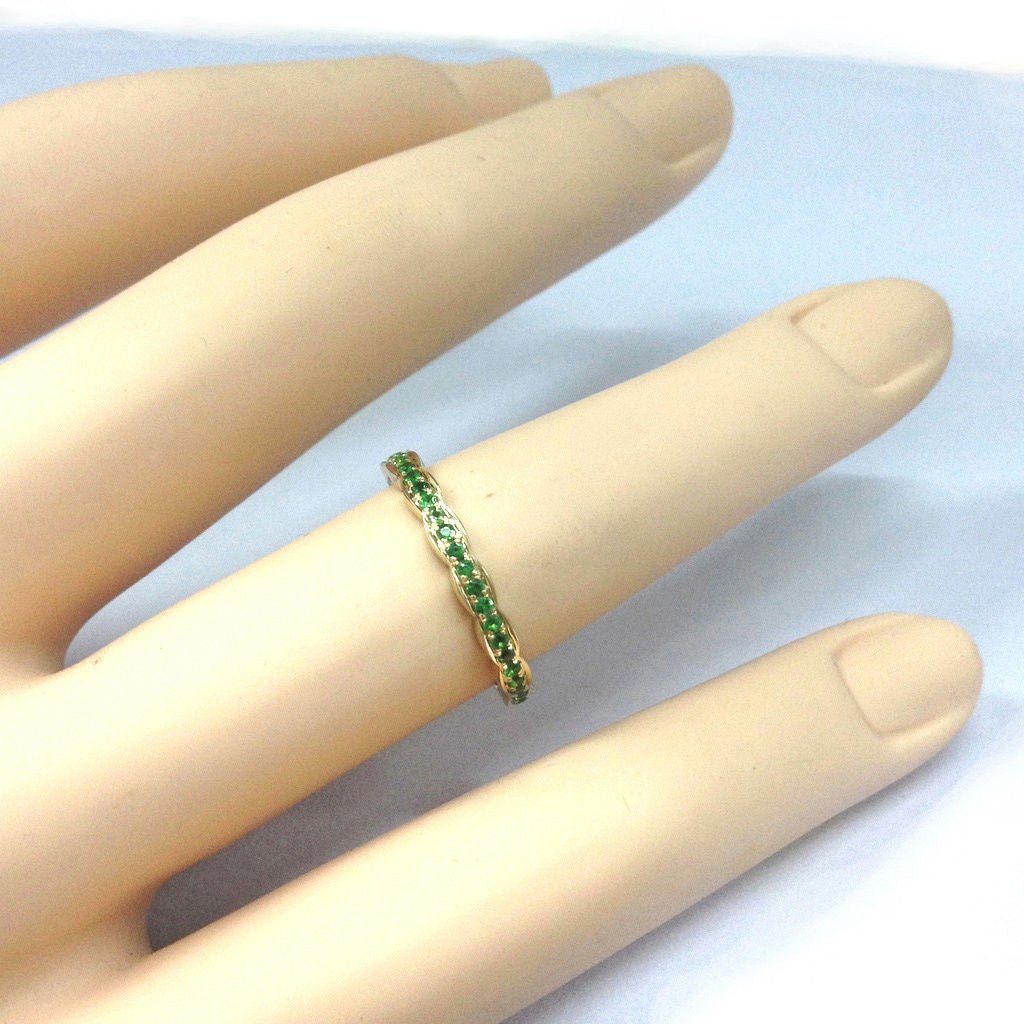 Tsavorite(Garnet) Scalloped Edge Half Eternity January Birthstone Band - Lord of Gem Rings