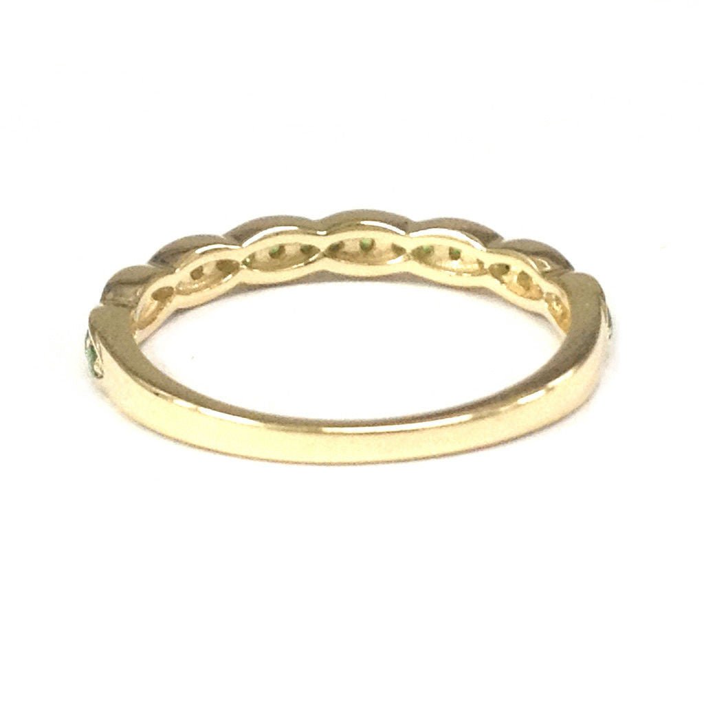 Tsavorite(Garnet) Scalloped Edge Half Eternity January Birthstone Band - Lord of Gem Rings