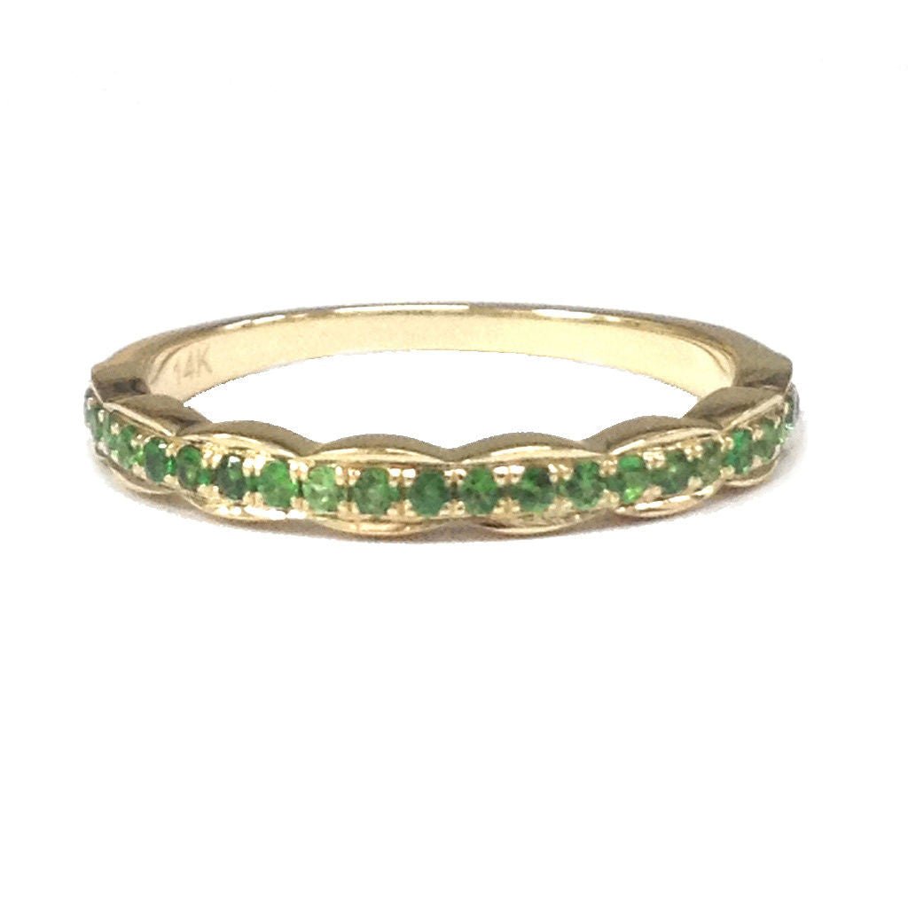 Tsavorite(Garnet) Scalloped Edge Half Eternity January Birthstone Band - Lord of Gem Rings