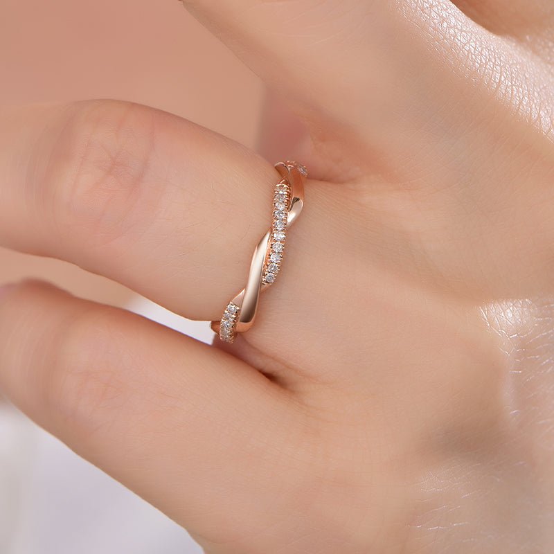 Twisted Diamond Eternity Wedding Band 14K Gold - Lord of Gem Rings