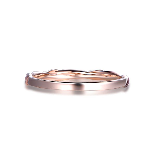Twisted Leaf Diamond Wedding Band 14K Rose Gold - Lord of Gem Rings
