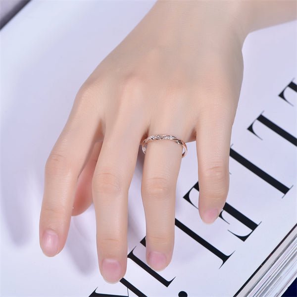 Twisted Leaf Diamond Wedding Band 14K Rose Gold - Lord of Gem Rings