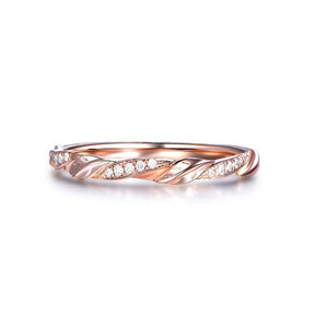 Twisted Leaf Diamond Wedding Band 14K Rose Gold - Lord of Gem Rings