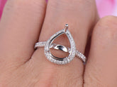Two Side Diamond Halo Pear Semi Set Full Entenity Band - Lord of Gem Rings