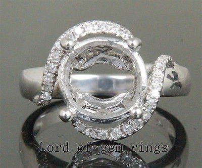 Unique 10-11mm Round 14K White Gold .22ct Diamonds Engsagement Semi Mount Rings