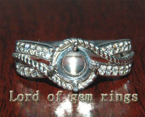 Unique 5.5 - 6mm Round Cut H/SI .86ct Diamond 14K White Gold Semi Mount Ring 4.75g - Lord of Gem Rings