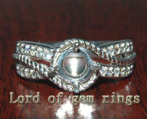 Unique 5.5 - 6mm Round Cut H/SI .86ct Diamond 14K White Gold Semi Mount Ring 4.75g - Lord of Gem Rings