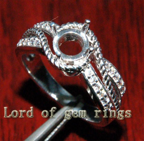 Unique 5.5 - 6mm Round Cut H/SI .86ct Diamond 14K White Gold Semi Mount Ring 4.75g - Lord of Gem Rings
