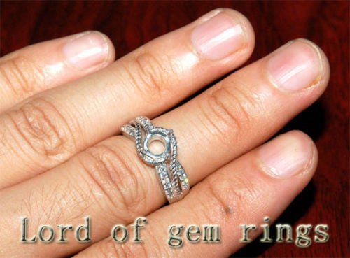 Unique 5.5 - 6mm Round Cut H/SI .86ct Diamond 14K White Gold Semi Mount Ring 4.75g - Lord of Gem Rings