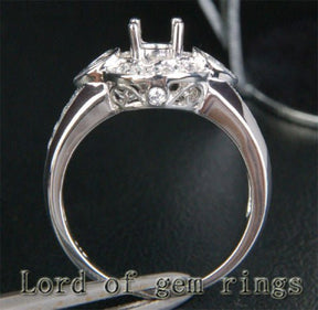 Unique 5mm Round Cut 14K White Gold .40ct SI Diamonds Semi Mount Engagement Ring - Lord of Gem Rings