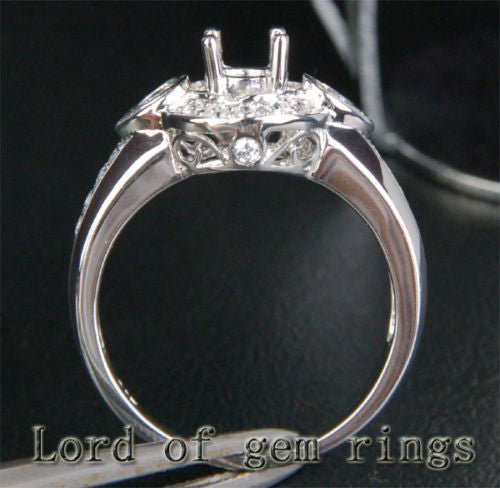 Unique 5mm Round Cut 14K White Gold .40ct SI Diamonds Semi Mount Engagement Ring - Lord of Gem Rings