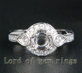 Unique 5mm Round Cut 14K White Gold .40ct SI Diamonds Semi Mount Engagement Ring - Lord of Gem Rings