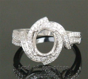 Unique 7x9mm Oval Engagement Semi Mount Ring in 14K White Gold .41CT Diamonds - Lord of Gem Rings