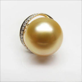 Unique Design 11mm South Sea Pearl Diamond Ring 14K Yellow Gold - Lord of Gem Rings