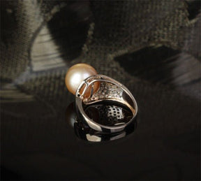 Unique Pave 10.8mm South Sea Pearl .35ct Diamond Ring - Lord of Gem Rings