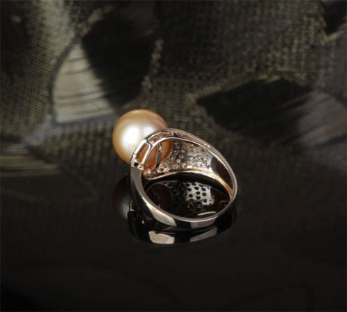Unique Pave 10.8mm South Sea Pearl .35ct Diamond Ring - Lord of Gem Rings