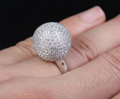 Unique Pavé Diamond Ball Ring Engagement Ring (3.82 ct.tw.) - Lord of Gem Rings