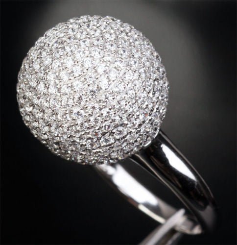 Unique Pavé Diamond Ball Ring Engagement Ring (3.82 ct.tw.) - Lord of Gem Rings
