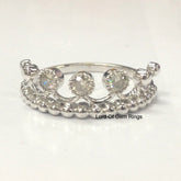 Unique Royal Crown Moissanite Ring 14K White Gold - Lord of Gem Rings